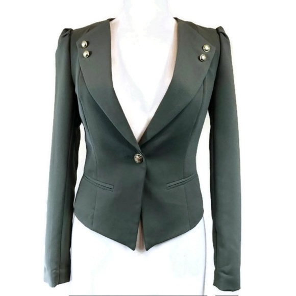 stradivarius Jackets & Blazers - Stradivarius Olive Green Blazer with Gold